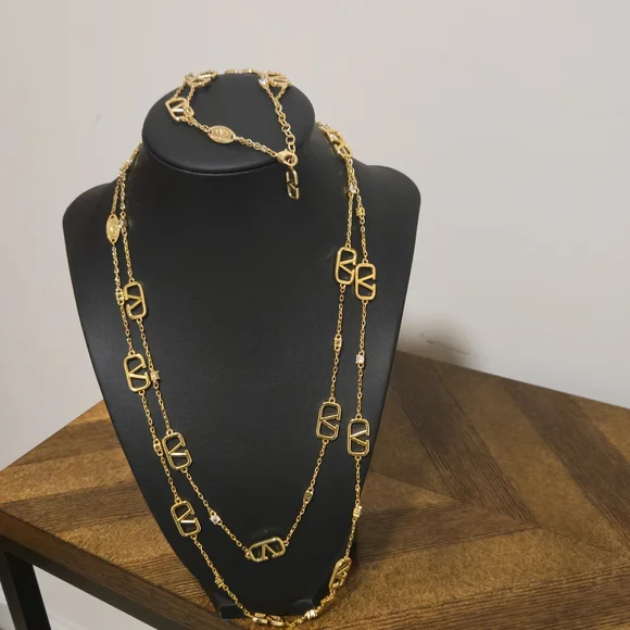 Valentino Gold Necklace and Bracelet Set - Picture 4 of 13